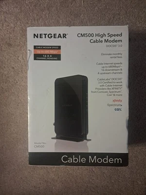 NETGEAR CM500 High Speed Modem DOCSIS 3.0 (CM500100NAS) 680 Mbps, Black - SEALED - Image 1 of 4