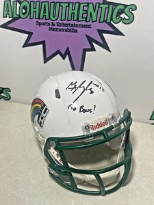 MICAH ALEJADO SIGNED HAWAII WARRIORS FOOTBALL MINI HELMET *PROOF* AUTO GO BOWS - Picture 1 of 4