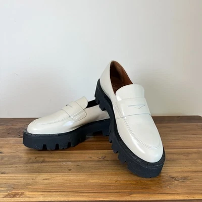 Мокасины Aquatalia Alexi итальянские кожаные на платформе цвет слоновой кости размер 8,5 коренастые Y2K - Изображение 1 из 4