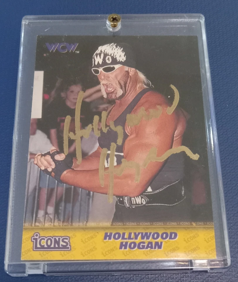 HOLLYWOOD HULK HOGAN Topps WCW/NWO en tarjeta autógrafo CLARO automático SSP WWF WWE raro Foto 1 de 3