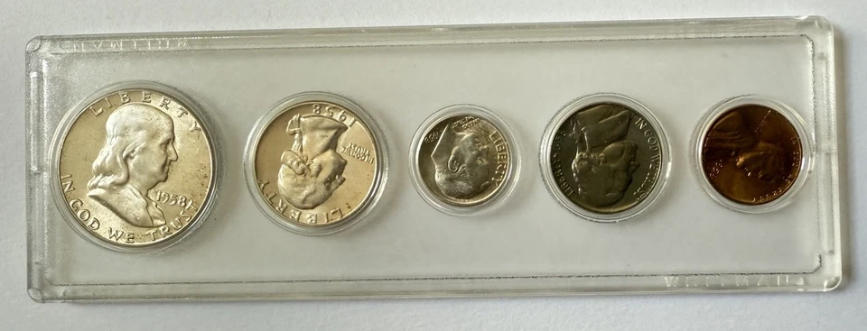 1958 US Mint Uncirculated 90% Silver 5 Coin Set In Whitman Holder- Philadelphia  - Image 1 of 2