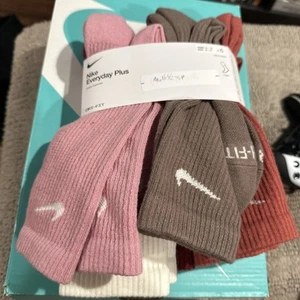Nike Men's Everyday Plus Cushioned Crew Socks 6 Pk SX6897-904 Pink Sz L 8-12 - Picture 1 of 2