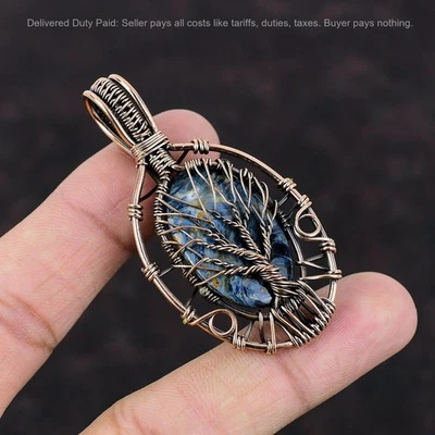 Pietersita Natural Cumpleaños Nuevo Alambre Envuelto Árbol de la Vida Boda Colgante Cobre Foto 1 de 4