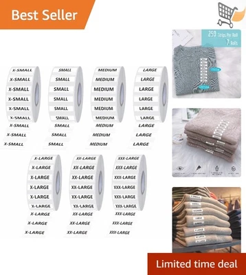 Набор этикеток размер одежды 1750 шт. разрывостойкие клейкие пластиковые полоски - Изображение 1 из 4