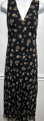Vestido para mujer Jonathan Martin talla 10 negro beige lunares grandes 100 % seda maxi Foto 1 de 4