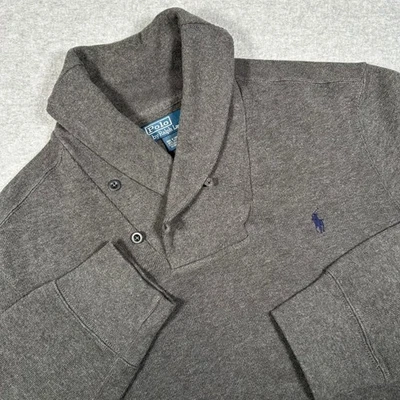Polo Ralph Lauren Chal Cuello Suéter Para Hombres XL Gris Pullover Poni Logo Preppy Foto 1 de 4