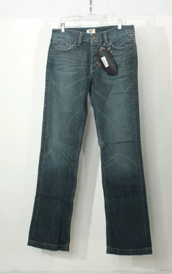 Pantalones de mezclilla antiguos bordados con cuentas bolsillo para hombre con botones oscuros talla 32x34 media rs Foto 1 de 4