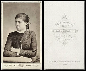 1888 CDV PHOTO PORTRAIT OF A BEAUTIFUL WOMAN & DRESDEN, GERMANY STUDIO - Picture 1 of 1