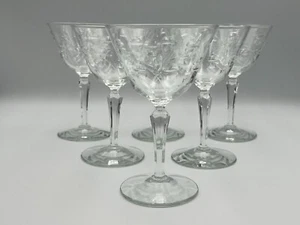 Sei (6) bicchieri da cocktail vintage Libbey Christine motivo floreale inciso liquore - Foto 1 di 10