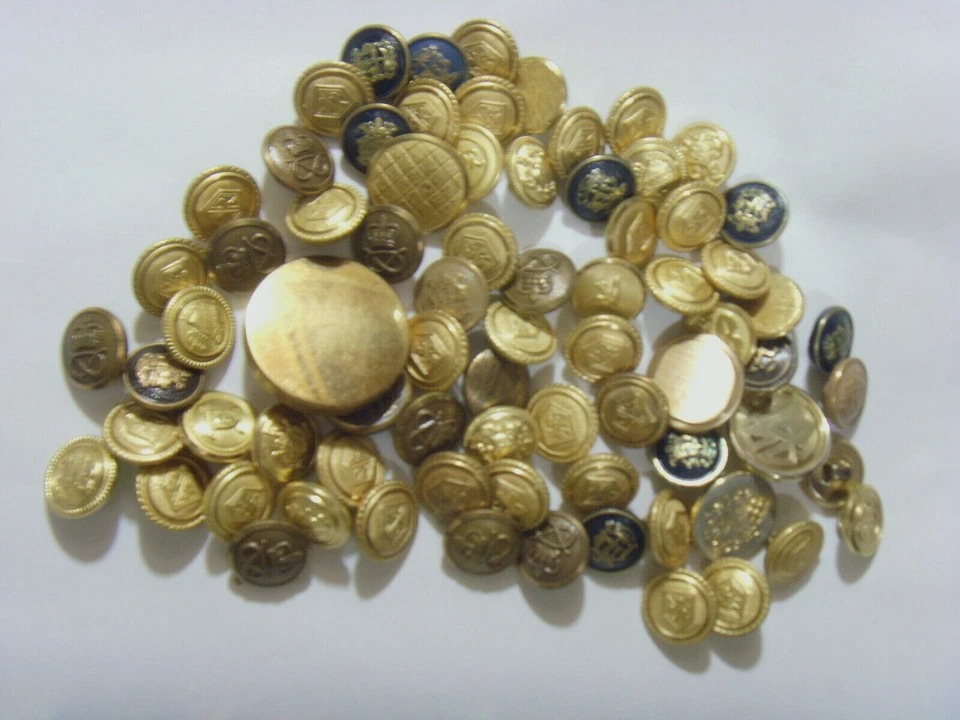 75 vintage and antique metal assorted buttons lot old collection unused 51051 - Image 1 of 4