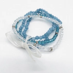 Pulsera elástica con cuentas azules Boho uso diario 6,75" - Imagen 1 de 11