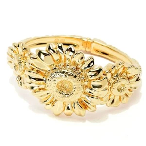 Graziella 23K vergoldet Electroform Sonnenblume aufklappbares Armreif Armband - Bild 1 von 4
