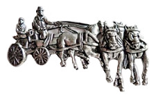 Carriage Driving Four-in-Hand Pewter Pin Badge - hand Made in Cornwall