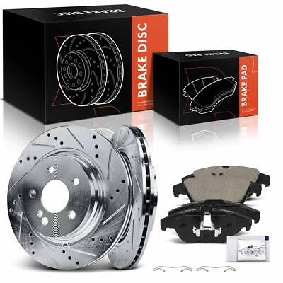 6x Rotores traseros perforados y pastillas de freno de cerámica para Mercedes-Benz C250 2012-2015 C300 Foto 1 de 4