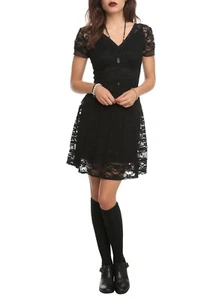 ROYAL BONES by TRIPP BLACK LACE GOTHIC SEXY PIRATE STEAMPUNK ROCKER COWBOY DRESS - Picture 1 of 3
