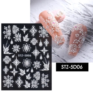 5D Embossed Snowflake Nail Sticker Self-Adhesive DIY Manicure Art Decals Decor - Picture 1 of 1