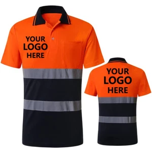 Custom Hi Vis T-Shirt Short Sleeve Reflective Safety Shirt High Visibility Polo - Picture 1 of 16