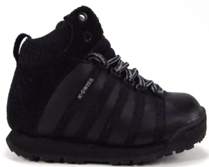K-SWISS 22555-006 CLASSIC HIKER HIGH Inf`s (M) Black Leather Lifestyle Shoes - Picture 1 of 6