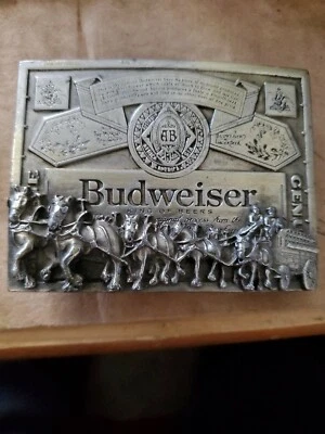 VNT Budweiser Pewter Belt Buckle The King Of Beers Logo Label  Anheuser-Busch - Image 1 of 2