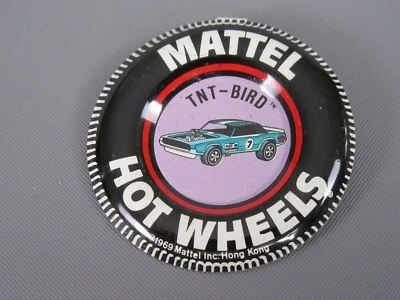 B124 Hot Wheels Redline Hong Kong 1969 tnt Bird Button Badge Metal Original - Image 1 of 4