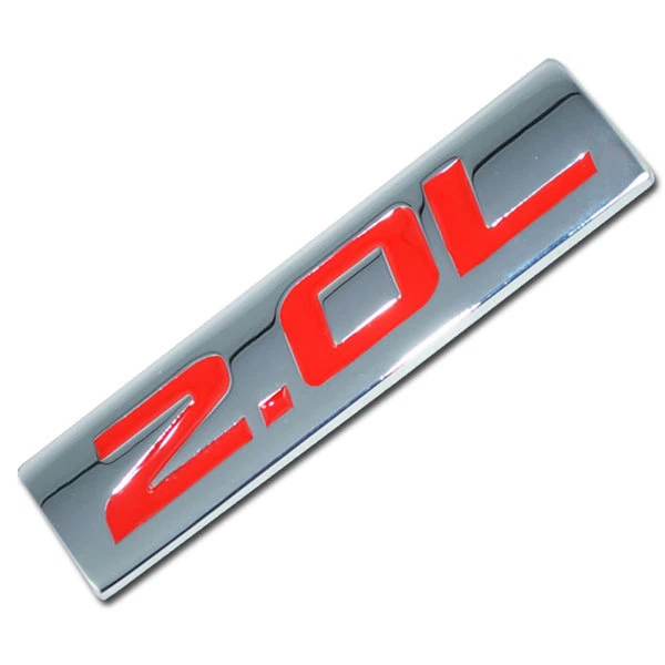 METAL CROMADO/ROJO 2.0L MOTOR CARRERA MOTOR INTERCAMBIO EMBLEMA INSIGNIA PARA PUERTA CAPÓ MALETERO Foto 1 de 1