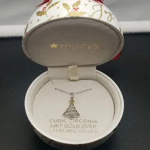 GIANI BERNINI Ornament Box W/ Cubic Z. 2-Tone Christmas Tree 18" Necklace JLY109 - Picture 1 of 9