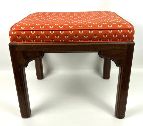Vintage Ethan Allen Canova Campaign Style Living Room Foot Stool Ottoman Cover