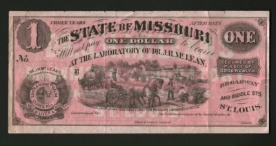 US 1870 's $1 Missouri Dr. J.H. McLean Advertising Note very scarce! RC0675 com - Image 1 of 2