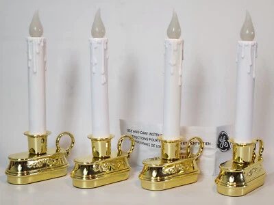 Лот из 4 светодиодных мерцающих оконных свечей GE — на батарейках — встроенный таймер - Изображение 1 из 4