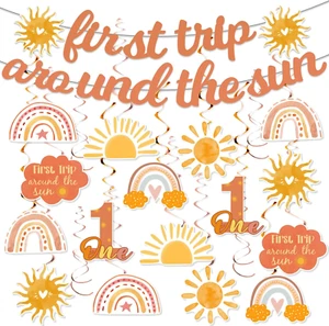 First Trip around the Sun Birthday Decorations, Boho Sun 1St Birthday Decoration - Picture 1 of 12