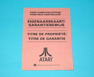ATARI WARRANTY SLIP BOX INSERT 1980s WARNER COMMUNICATIONS BENELUX - Picture 1 of 1