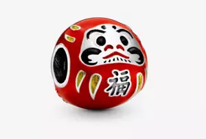 PANDORA Red Daruma Doll Charm Sterling Silver Enamel Good Luck Charm Accessory - Picture 1 of 5