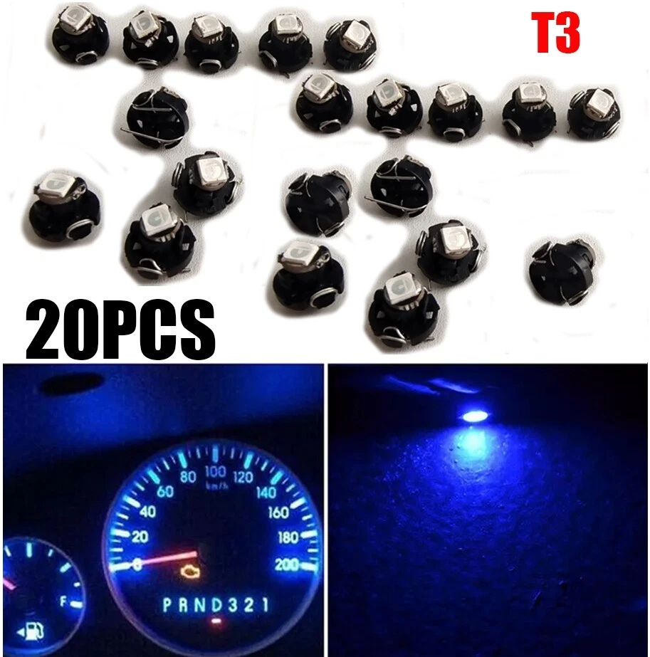 20x Universal Car 12V Blue T3 Neo Wedge 1-SMD LED Cluster Instrument Bulbs Lamp - Image 1 of 4
