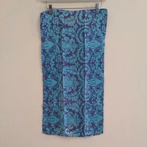 Vintage 70s Purple Blue Paisley LINEN TEA TOWEL groovy hippie house - Picture 1 of 5