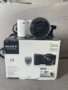 [English OK]Sony Alpha NEX-5T White 16.1MP Digital Camera w/16-50mm Lens From JP - Picture 1 of 4