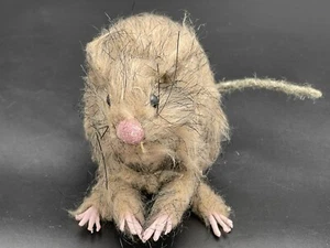 3-1/2" Realistic Hairy Rat Mouse Rodent Halloween Sitting Down Decor Prop - Picture 1 of 9