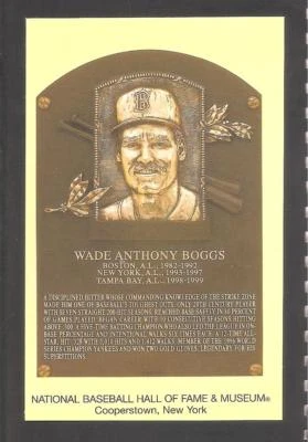 Placa postal Wade Boggs HOF 2005 matasellada el día de inducción 31/07/05 Foto 1 de 2