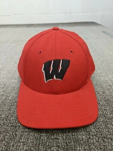 Wisconsin Badgers Baseball Cap Fitted Hat White Adult 7 5/8 American Needle Red* - Picture 1 of 9