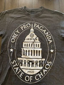 Obey Propaganda State Of Chaos Gray T-shirt, Soft, Classic Graphics, Small - Picture 1 of 4