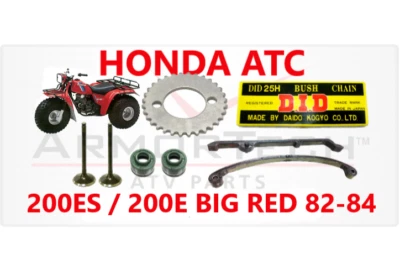 1982-84 HONDA ATC 200 БОЛЬШАЯ КРАСНАЯ ЦЕПЬ КУЛАЧКОВ D.I.D, КЛАПАНЫ, НАПРАВЛЯЮЩИЕ, УПЛОТНЕНИЯ, ЗВЕЗДОЧКА - Изображение 1 из 4