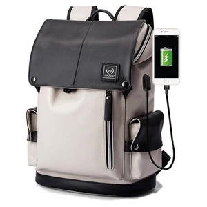 Stylish 15.6" Laptop Bag, Premium Leather, Waterproof, Backpack Front & Side - Picture 1 of 9