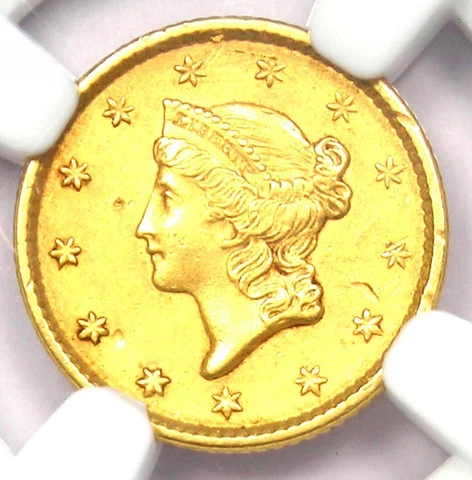 1851 Liberty Gold Dollar G$1 - Certified NGC AU Detail - Rare Early Gold Coin! Cover