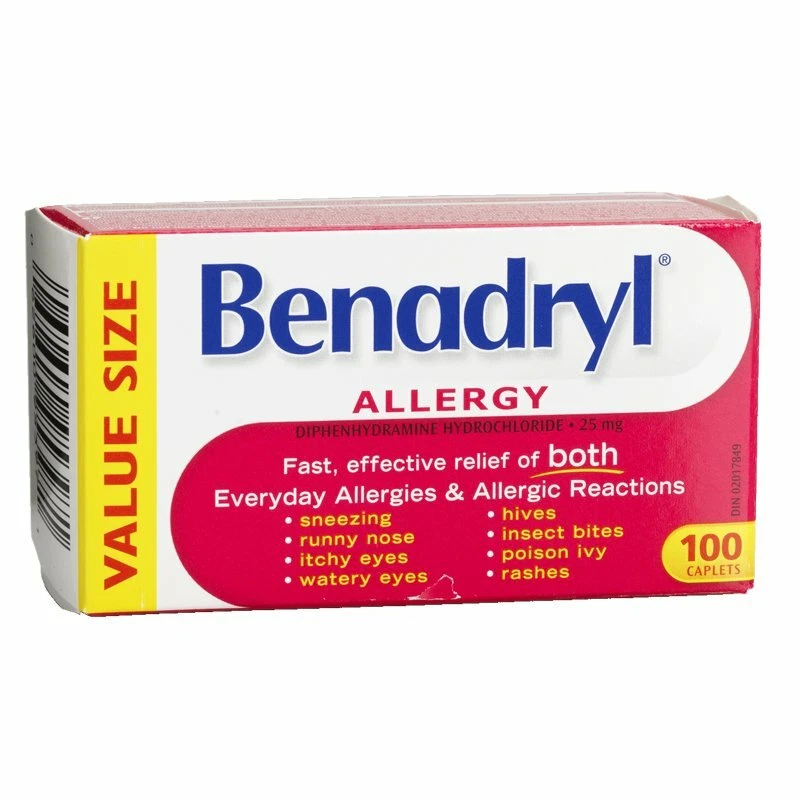 Benadryl Alergia Valor Tamaño 25mg, 100 Comprimidos - De Canadá  Foto 1 de 2