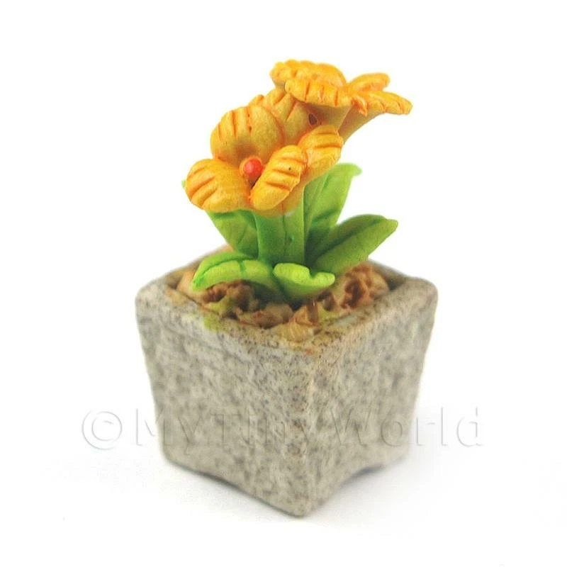Miniatura Fatto a Mano Giallo Scuro Ceramica con Fiore - Immagine 1 di 1