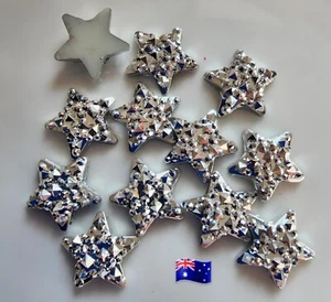 10pcs 16mm Silver Rhinestone Stars Flat Back - Picture 1 of 1