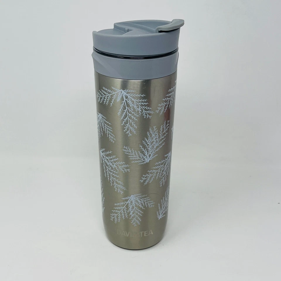 Vaso de prensa de té de viaje con pistón de té David gris blanco cedro rama de abeto Foto 1 de 4