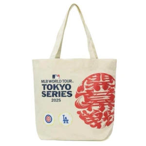 2025 MLB Tokyo Series Canvas Tote Bag Ivory White Red Cubs Dodgers Ohtani New - Picture 1 of 9