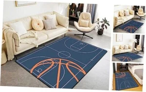 Basketball Themed Area Rug Simple Geometric Circles Lines Non 5x6'6'' Multi 01 - Picture 1 of 7