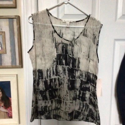 Женские винтажные KENNETH COLE шелк без рукавов блузка, размер 8, геометрический принт, новый - Изображение 1 из 4