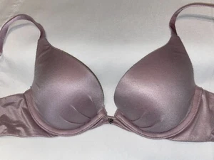 Victoria Secret 32B bra push up Plunge Purple women's Satin Smooth Fabulous by V - Picture 1 of 4